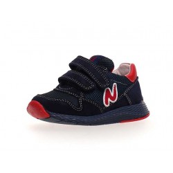 sneakersy Naturino Sammy velour /rete/sprint navy-rosso