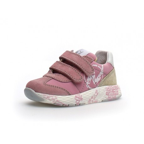 sneakersy Naturino Jesko VL suede/nylon/sole printed pink-paglia